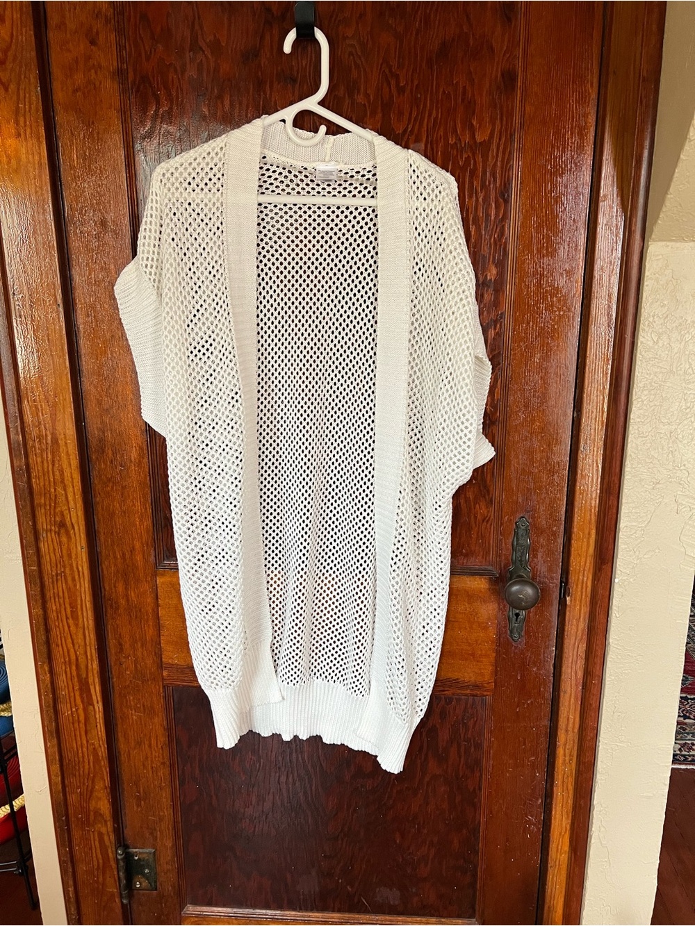 Open-Knit Cream Mesh Sweater Vest